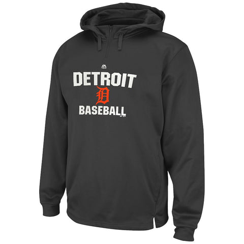 Detroit Tigers Majestic All In Effort Therma Base Hoodie - Gray