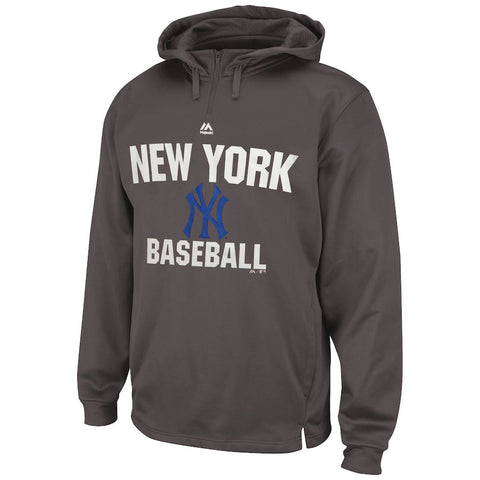 New York Yankees Majestic All In Effort Therma Base Hoodie - Gray