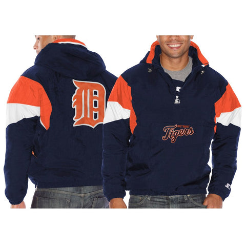 Detroit Tigers Starter Breakaway Quarter Jacket - Navy Blue/Orange
