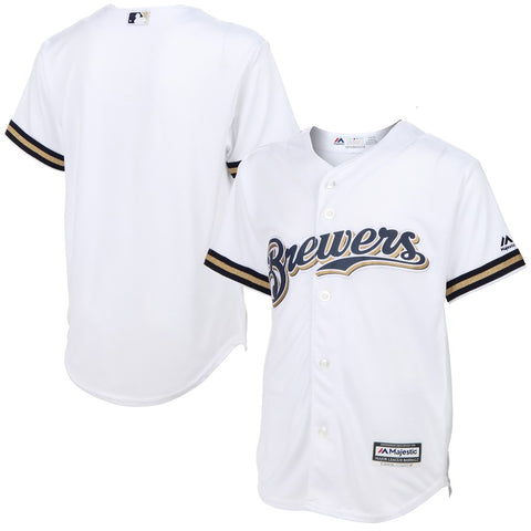 Milwaukee Brewers Majestic Youth Official Cool Base Jersey - White