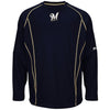 Milwaukee Brewers Majestic On-Field Practice Pullover Sweatshirt - Navy