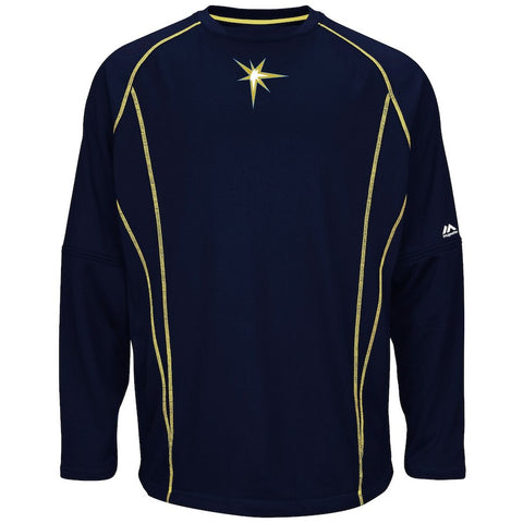 Tampa Bay Rays Majestic On-Field Practice Pullover Sweatshirt - Navy