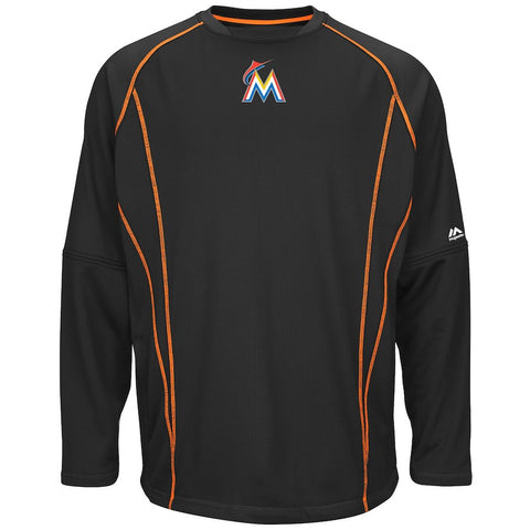 Miami Marlins Majestic On-Field Practice Pullover Sweatshirt - Black