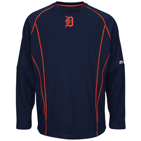 Detroit Tigers Majestic On-Field Practice Pullover Sweatshirt - Navy