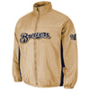 Milwaukee Brewers Majestic Double On-Field Jacket - Gold