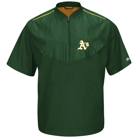 Oakland Athletics Majestic Big & Tall Cool Base On Field Short Sleeve Training Jacket - Green