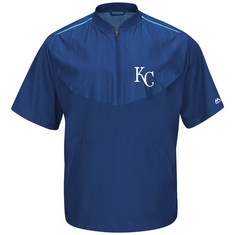 Kansas City Royals Majestic Big & Tall Cool Base On Field Short Sleeve Training Jacket - Royal
