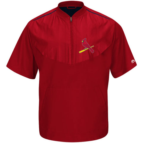 St. Louis Cardinals Majestic Big & Tall Cool Base On Field Short Sleeve Training Jacket - Red