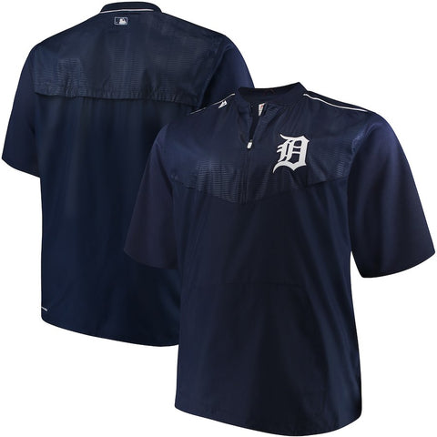 Detroit Tigers Majestic Big & Tall Cool Base On Field Short Sleeve Training Jacket - Navy