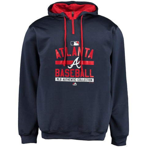 Atlanta Braves Majestic Big & Tall A/C On-Field Team Property Hoodie - Navy Blue