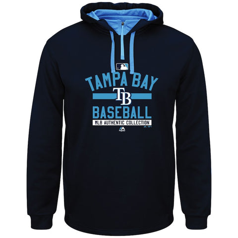 Tampa Bay Rays Majestic Big & Tall A/C On-Field Team Property Hoodie - Navy Blue