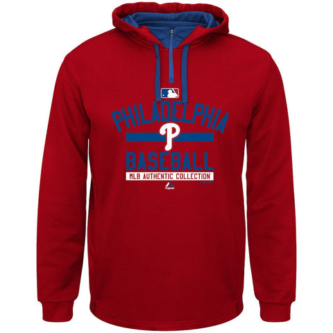 Philadelphia Phillies Majestic Big & Tall A/C On-Field Team Property Hoodie - Red