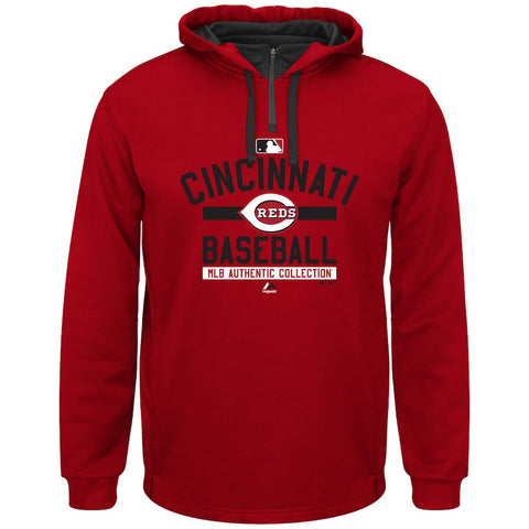 Cincinnati Reds Majestic Big & Tall A/C On-Field Team Property Hoodie - Red