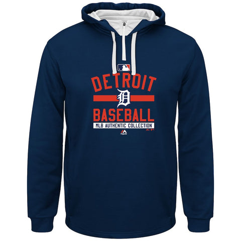 Detroit Tigers Majestic Big & Tall A/C On-Field Team Property Hoodie - Navy Blue