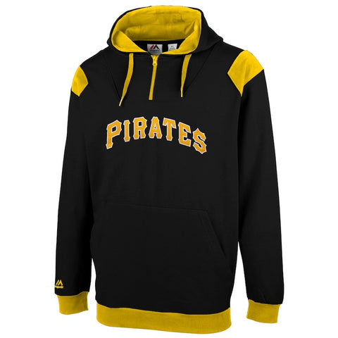 Pittsburgh Pirates Big & Tall Contrast Fleece Quarter Zip Hoodie - Black