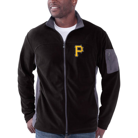 Pittsburgh Pirates Relay Throw Poly Fleece Full Zip Jacket - Black