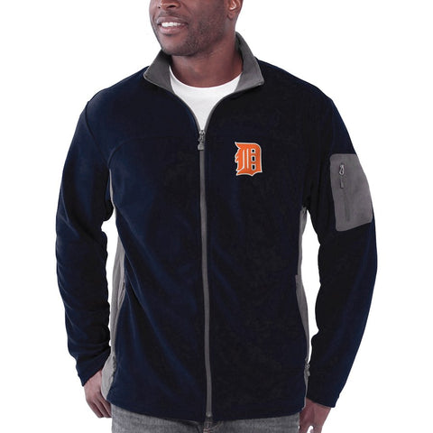 Detroit Tigers Relay Throw Poly Fleece Full Zip Jacket - Navy Blue