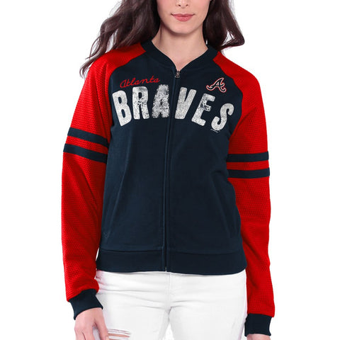 Atlanta Braves Women's Prime Time Full Zip Jacket - Navy Blue