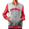 Cincinnati Reds Majestic Women's Stolen Bases Full Button Jacket - Gray