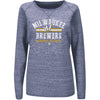 Milwaukee Brewers Majestic Women's Neat Cleats Crew Sweatshirt - Navy