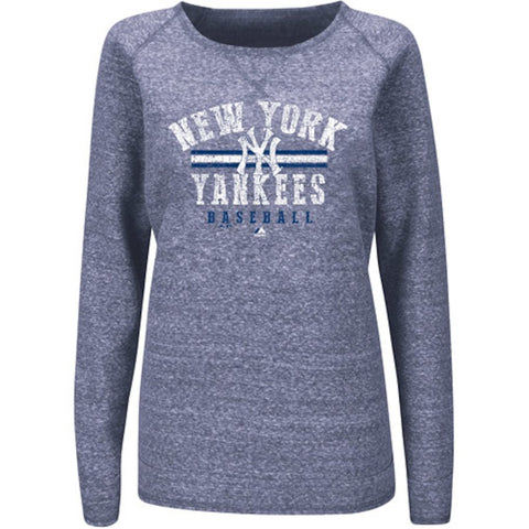 New York Yankees Majestic Women's Neat Cleats Crew Sweatshirt - Navy