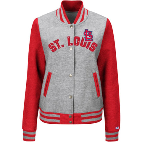 St. Louis Cardinals Majestic Women's Stolen Bases Full Button Jacket - Gray