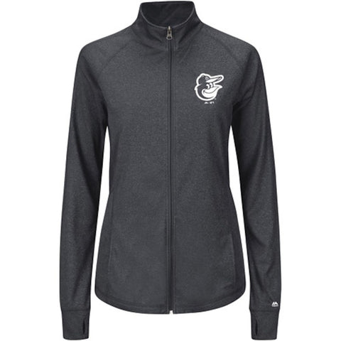Baltimore Orioles Majestic Women's Scoring Sweetheart Full-Zip Jacket - Charcoal