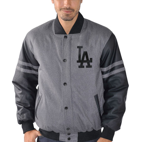 Los Angeles Dodgers G-III Sports by Carl Banks Post Game Varsity Jacket - Charcoal/Black