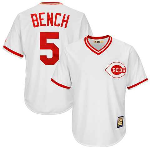 Johnny Bench Cincinnati Reds Majestic Cool Base Cooperstown Collection Player Jersey - White
