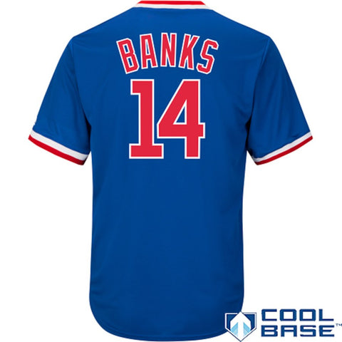 Ernie Banks Chicago Cubs Majestic Cool Base Cooperstown Collection Player Jersey Blue