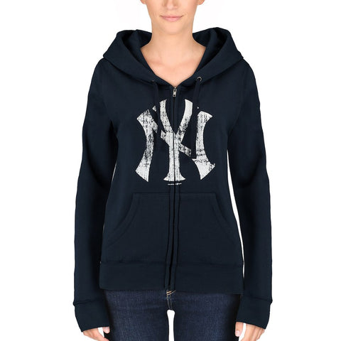 New York Yankees 5th & Ocean by New Era Women's Core Fleece Hoodie - Navy Blue