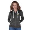 Anaheim Ducks Touch by Alyssa Milano Women's Two Hit Nubby Tri-Blend Full Zip Hoodie - Black