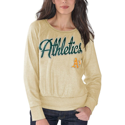 Oakland Athletics G-III 4Her by Carl Banks Women's Cover 2 Crew Neck Sweater - Gold