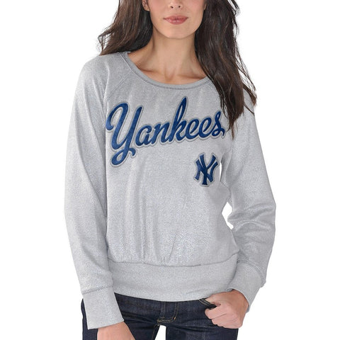 New York Yankees G-III 4Her by Carl Banks Women's Cover 2 Crew Neck Sweater - Silver