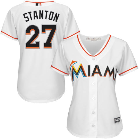 Giancarlo Stanton Miami Marlins Majestic Women's Cool Base Player Jersey - White