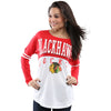 Chicago Blackhawks 5th & Ocean by New Era Women's Long Sleeve Varsity T-Shirt - White/Red