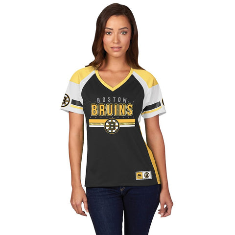 Boston Bruins Majestic Women's Ready To Win Shimmer T-Shirt - Black