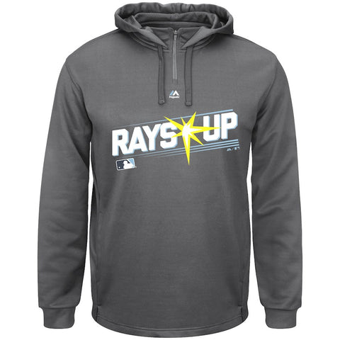 Tampa Bay Rays Majestic Authentic Collection On-Field Team Driven Therma Base Pullover Hoodie - Gray