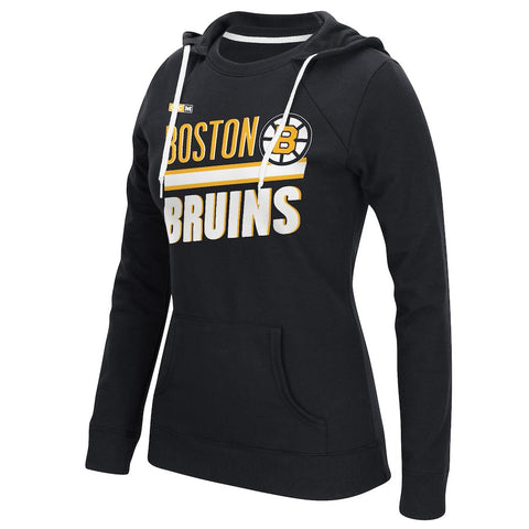 Boston Bruins CCM Women's Sticks and Stripes Crew Hoodie - Black