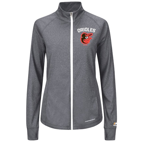 Baltimore Orioles Majestic Women's Count the Wins Therma Base Full-Zip Jacket - Charcoal