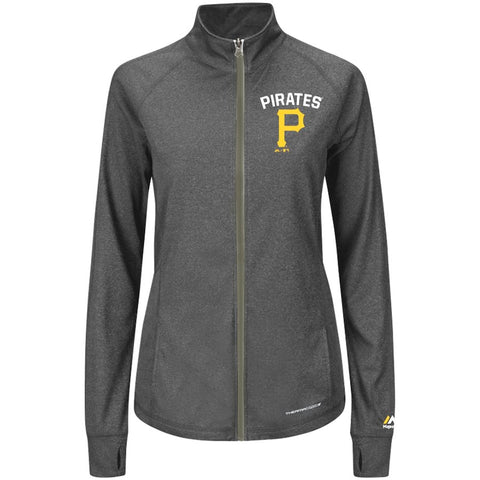Pittsburgh Pirates Majestic Women's Count the Wins Therma Base Full-Zip Jacket - Charcoal