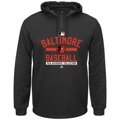 Baltimore Orioles Majestic AC Team Property On-Field Solid Therma Base Hoodie - Black