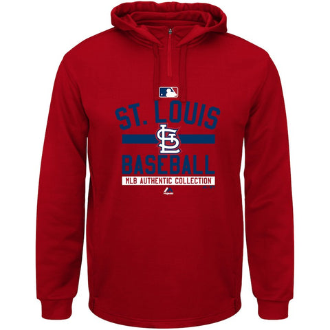 St. Louis Cardinals Majestic AC Team Property On-Field Solid Therma Base Hoodie - Red