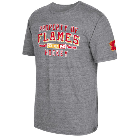 Calgary Flames CCM Property Block Tri-Blend T-Shirt - Gray