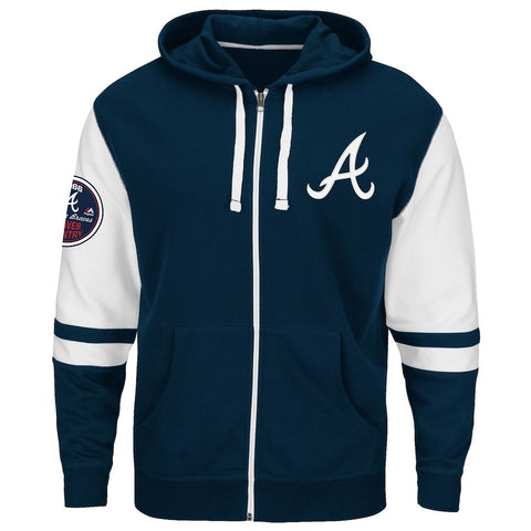 Atlanta Braves Majestic Free Pace Full Zip Fleece Sweatshirt - Navy