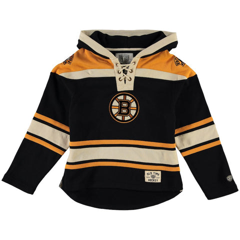 Boston Bruins Old Time Hockey Youth Current Lacer Heavyweight Hoodie - Black
