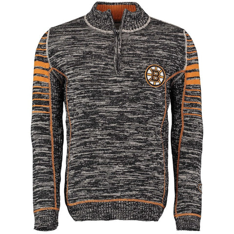 Boston Bruins Old Time Hockey Precision Quarter-Zip Pullover Jacket - Black