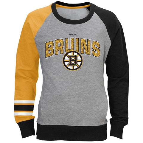 Boston Bruins Reebok Girls Youth Amethyst Fleece Crew Sweatshirt - Gray
