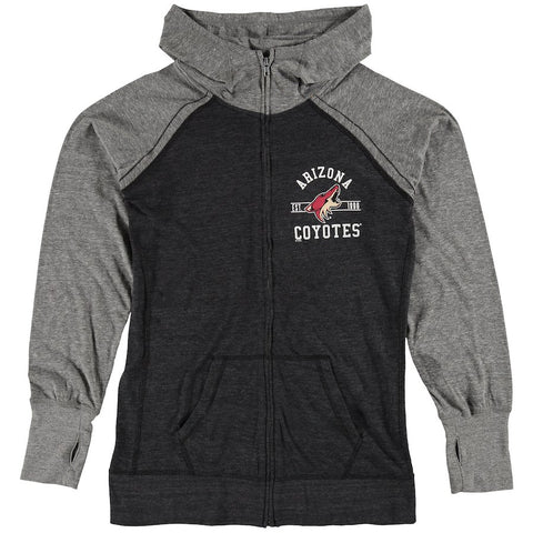 Arizona Coyotes Soft as a Grape Women's Plus Size Tri-Blend Full-Zip Hoodie - Black/Gray