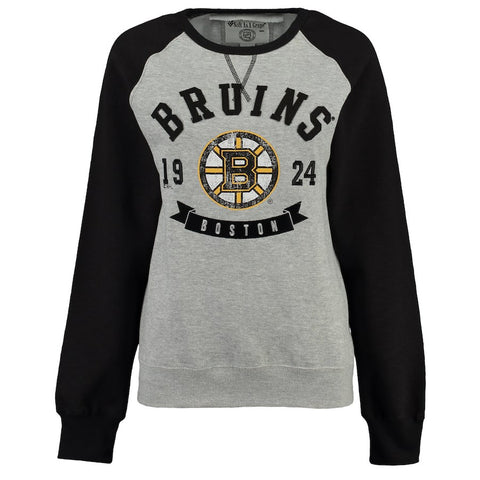 Boston Bruins Soft as a Grape Women's Plus Size Biowashed Fleece Crew Neck Sweatshirt - Gray